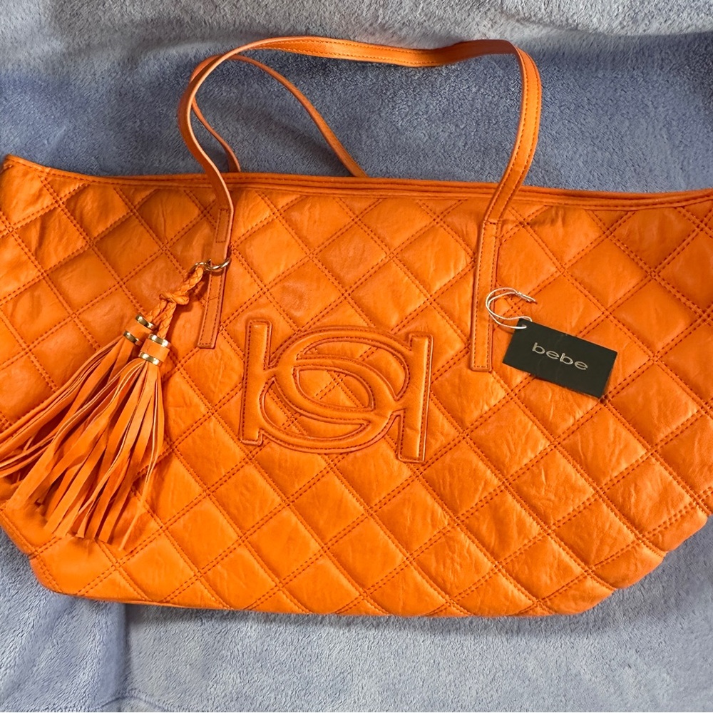 EUC BEBE Tote Bag Orange button closure